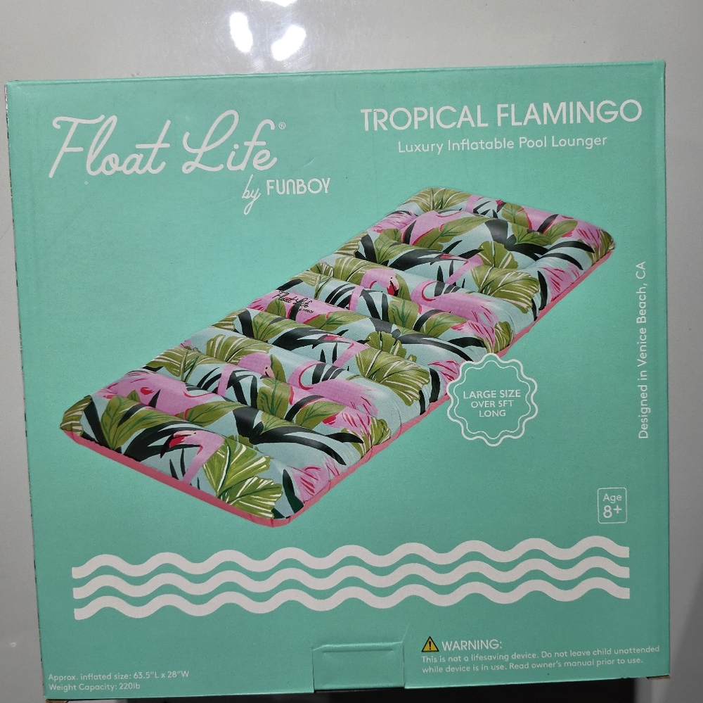 New Funboy Float Life Tropical Flamingo Luxury 63’’ Pool Lounger
